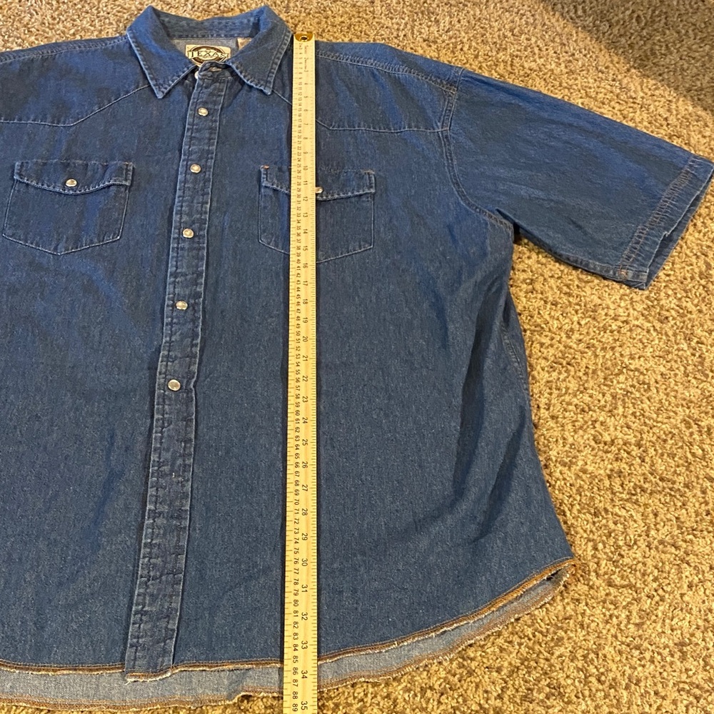 Texas Authentic Dry Goods Men's XXL Blue Denim Short Sleeve Shirt - Picture 8 of 15